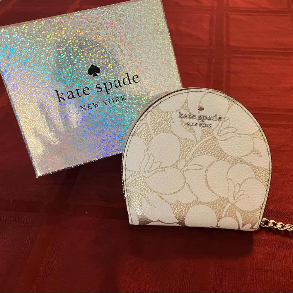 Kate Spade sliver floral wallet keychain